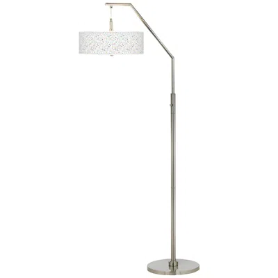 Giclee Glow Colored Terrazzo Giclee Shade Arc Floor Lamp
