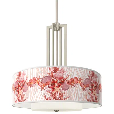 Giclee Glow Corallium Carey 24" Brushed Nickel 4-light Chandelier
