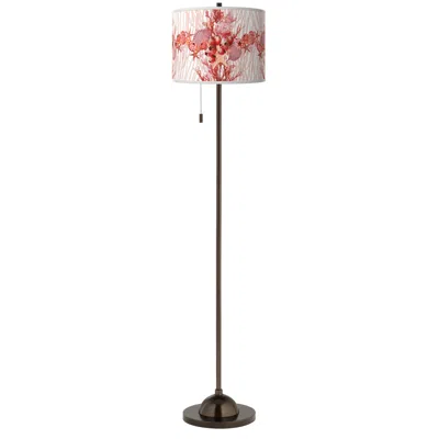 Giclee Glow Corallium Pattern Shade 62" High Bronze Club Floor Lamp