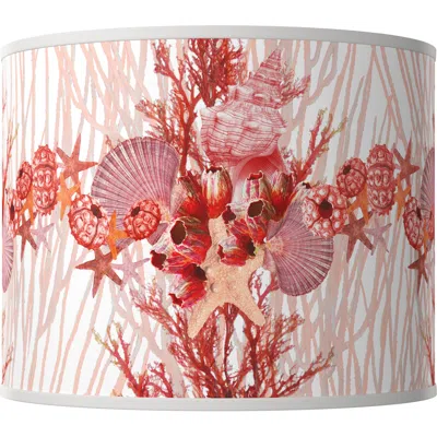 Giclee Glow Corallium White Giclee Round Drum Lamp Shade 14x14x11 (spider)