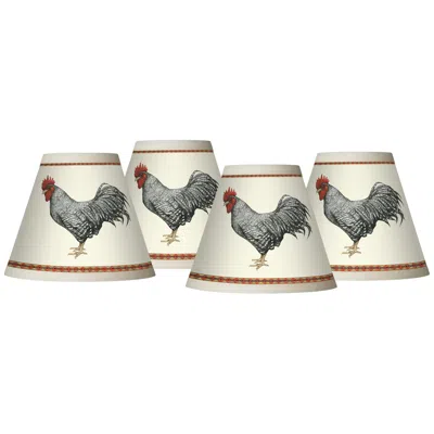 Giclee Glow Country Rooster Giclee Set Of Four Shades 3x6x5 (clip-on)