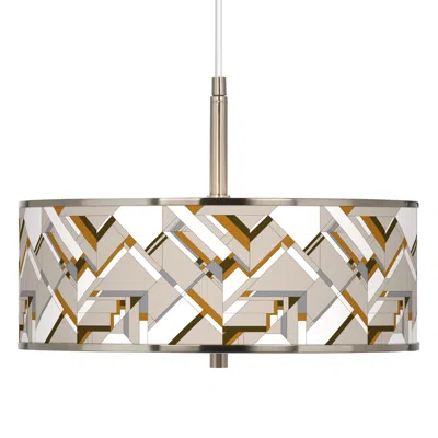 Giclee Glow Craftsman Mosaic 16" Wide Drum Shade Pendant Light