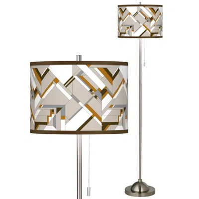 Giclee Glow Craftsman Mosaic Brushed Nickel Pull Chain Floor Lamp