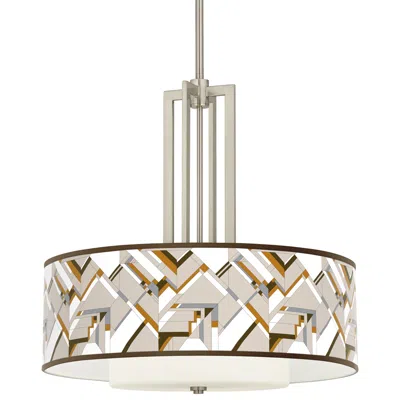 Giclee Glow Craftsman Mosaic Carey 24" Brushed Nickel 4-light Chandelier