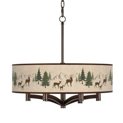 Giclee Glow Deer Lodge Ava 6-light Bronze Pendant Chandelier
