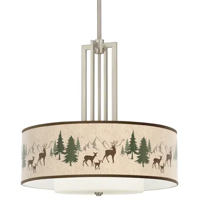 Giclee Glow Deer Lodge Carey 24" Brushed Nickel 4-light Chandelier