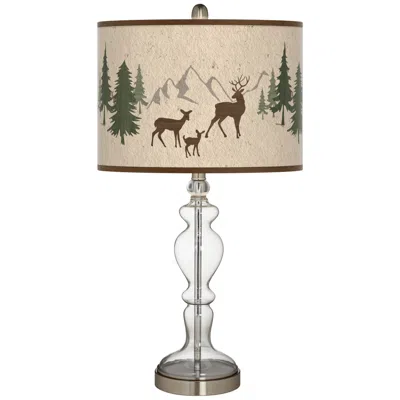 Giclee Glow Deer Lodge Giclee Apothecary Clear Glass Table Lamp
