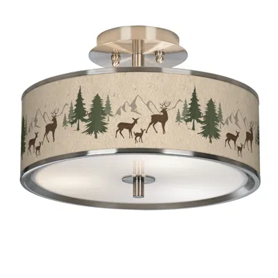 Giclee Glow Deer Lodge  " Wide Ceiling Light