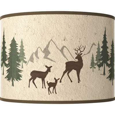 Giclee Glow Deer Lodge Giclee Round Drum Lamp Shade 15.5x15.5x11 (spider)