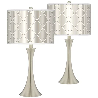 Giclee Glow Diamond Maze Trish Brushed Nickel Touch Table Lamps Set Of 2