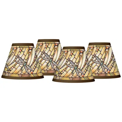 Giclee Glow Dragonfly Flight Set Of 4 Clip Shades 3x6x5 (clip-on)