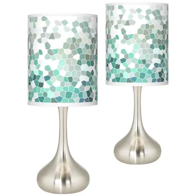 Giclee Glow Droplet 23 1/2" Aqua Mosaic Shade Table Lamps Set Of 2