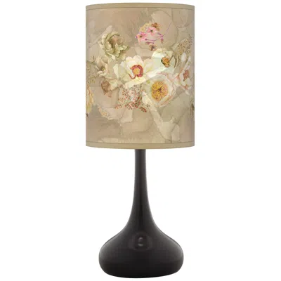 Giclee Glow Droplet 23 1/2" Floral Spray Shade Modern Black Table Lamp