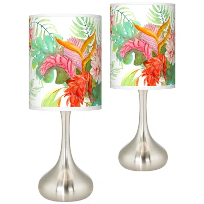 Giclee Glow Droplet 23 1/2" Island Floral Tropical Lamps Set Of 2