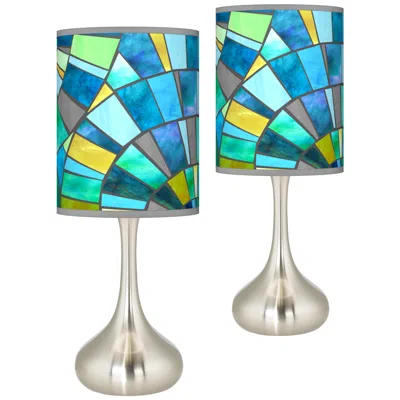 Giclee Glow Droplet 23 1/2" Lagos Mosaic Shade Table Lamps Set Of 2