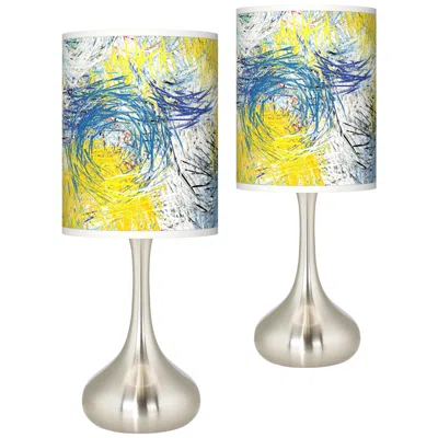 Giclee Glow Droplet 23 1/2" Starry Dawn Shade Table Lamps Set Of 2