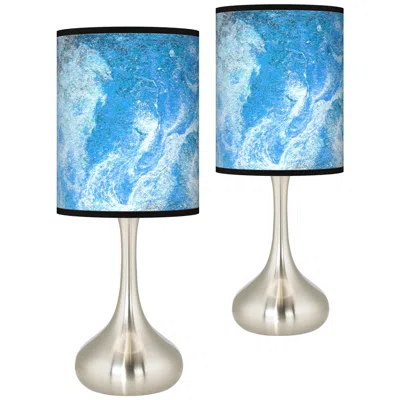 Giclee Glow Droplet 23 1/2" Ultrablue Shade Modern Lamps Set Of 2