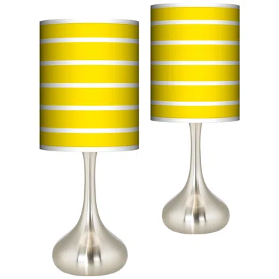 Giclee Glow Droplet 23 1/2" Vivid Yellow Stripes Table Lamps Set Of 2