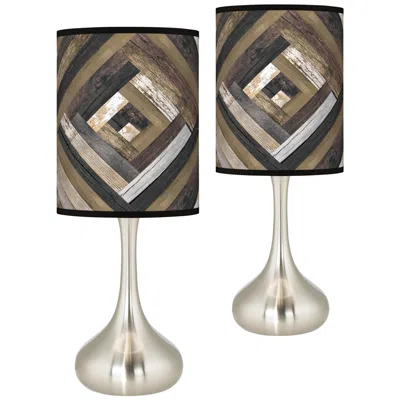 Giclee Glow Droplet 23 1/2" Woodwork Diamonds Shade Lamps Set Of 2