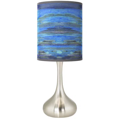 Giclee Glow Droplet Modern Table Lamp With Oceanside Pattern Giclee Shade