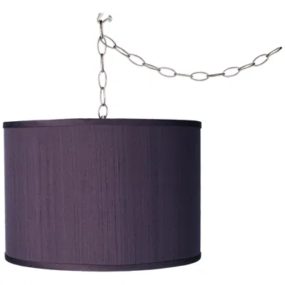 Giclee Glow Eggplant Purple Shade 13 1/2" Wide Plug-in Swag Pendant Chandelier