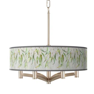 Giclee Glow Eucalyptus Ava 6-light Nickel Pendant Chandelier