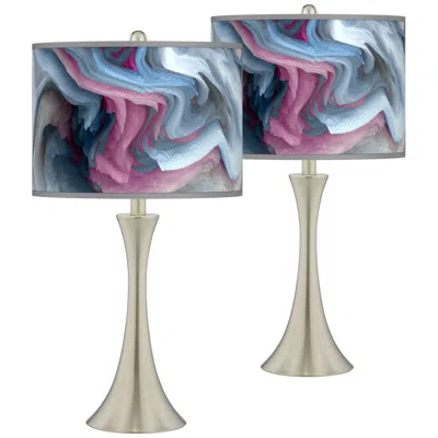 Giclee Glow Europa Trish 26 1/4" High Brushed Nickel Touch Table Lamps Set Of 2