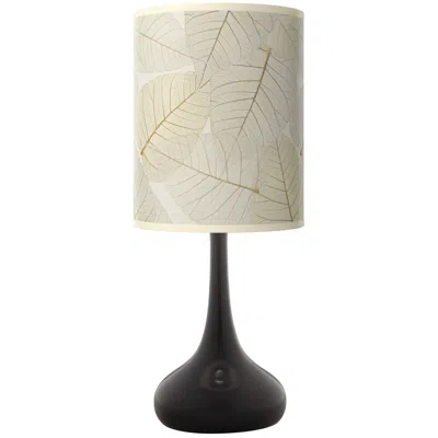 Giclee Glow Fall Leaves Designer Lamp Shade With Black Droplet Modern Table Lamp