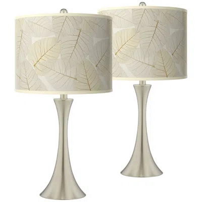 Giclee Glow Fall Leaves Trish 26 1/4"h Brushed Nickel Touch Table Lamps Set Of 2