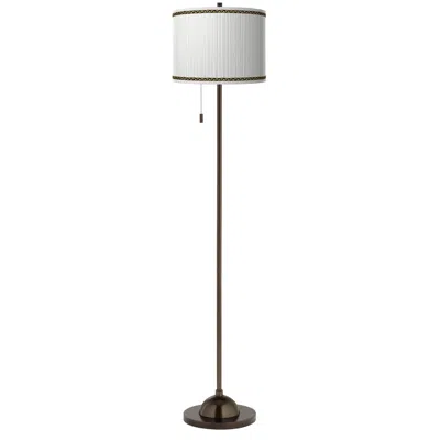 Giclee Glow Faux Pleated Giclee Print Lamp Shade With Bronze Finish Club Floor Lamp