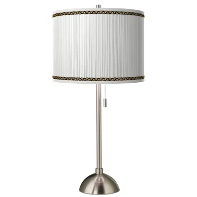 Giclee Glow Faux Pleated Giclee Print Lamp Shade With Brushed Nickel Table Lamp