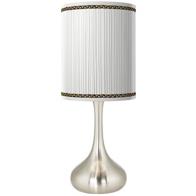 Giclee Glow Faux Pleated Giclee Print Lamp Shade With Silver Droplet Table Lamp