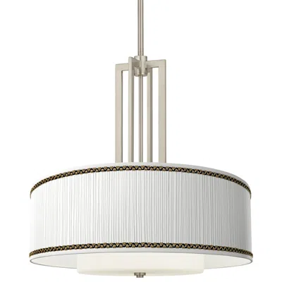 Giclee Glow Faux Pleated Giclee Print Shade With 24" Nickel 4-light Chandelier