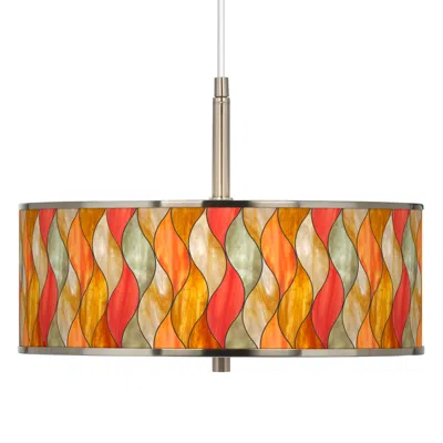 Giclee Glow Flame Mosaic 16" Wide Drum Shade Pendant Light