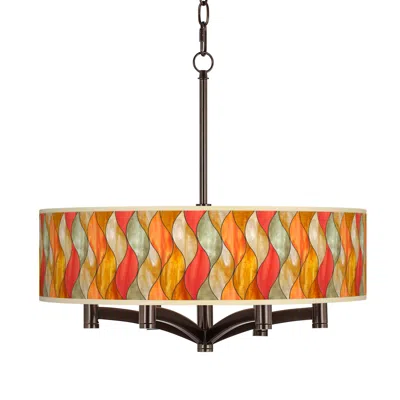 Giclee Glow Flame Mosaic Ava 6-light Bronze Pendant Chandelier