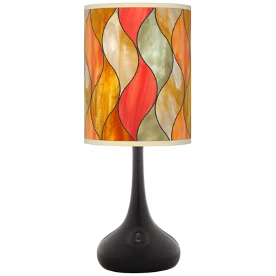 Giclee Glow Flame Mosaic Giclee Black Droplet Table Lamp