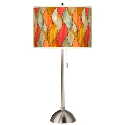 Giclee Glow Flame Mosaic Giclee Brushed Nickel Table Lamp