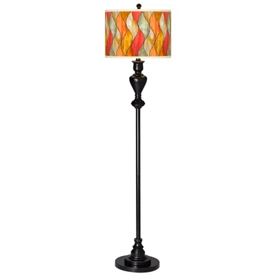 Giclee Glow Flame Mosaic  Black Bronze Floor Lamp
