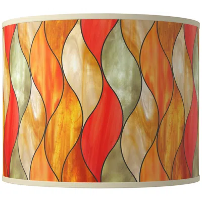 Giclee Glow Flame Mosaic Giclee Round Drum Lamp Shade 14x14x11 (spider)