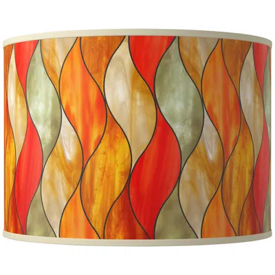 Giclee Glow Flame Mosaic Giclee Round Drum Lamp Shade 15.5x15.5x11 (spider)