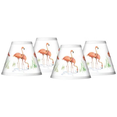 Giclee Glow Flock Of Flamingos Giclee Set Of Four Shades 3x6x5 (clip-on)