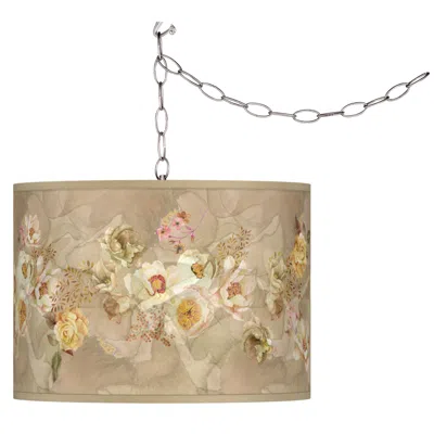 Giclee Glow Floral Spray 13 1/2" Wide Plug-in Swag Pendant