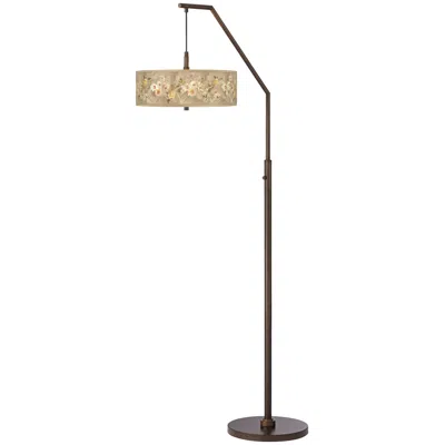 Giclee Glow Floral Spray Bronze Downbridge Arc Floor Lamp