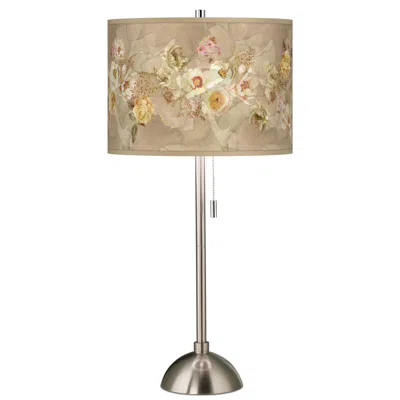 Giclee Glow Floral Spray Giclee Brushed Nickel Table Lamp