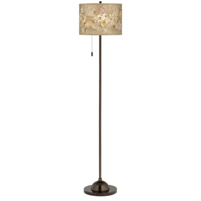 Giclee Glow Floral Spray  Bronze Club Floor Lamp