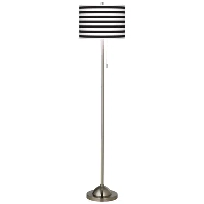 Giclee Glow Giclee Black And White Horizontal Stripe Floor Lamp