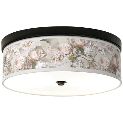 Giclee Glow Giclee Gallery Rosy Blossoms Pattern 14" Wide Bronze Led Ceiling Light