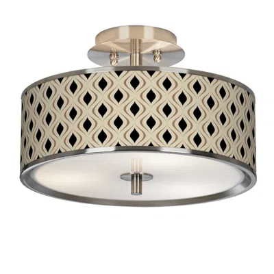 Giclee Glow Gray Retro Lattice  14" Wide Ceiling Light