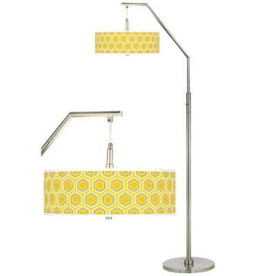 Giclee Glow Honeycomb Giclee Shade Arc Floor Lamp