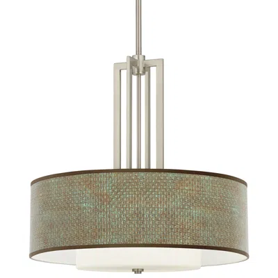 Giclee Glow Interweave Patina Carey 24" Brushed Nickel 4-light Chandelier